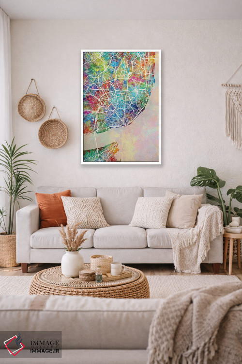 تابلو دکوراتیو نقشه لیسبون پرتغال اثر مایکل تامپست - D2W