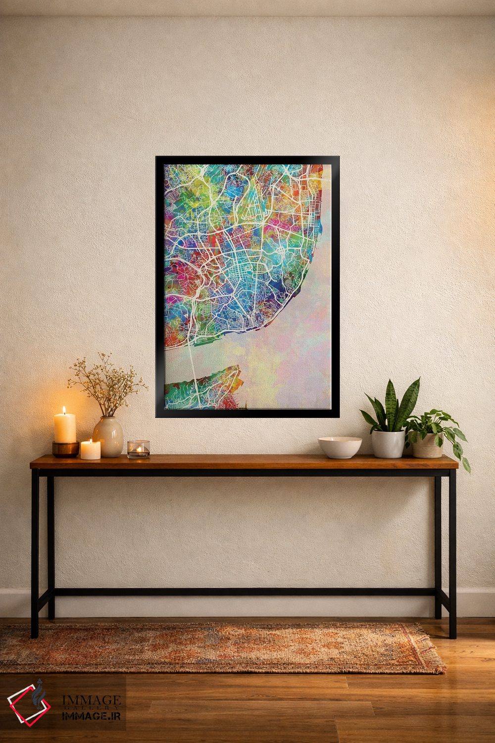 تابلو دکوراتیو نقشه لیسبون پرتغال اثر مایکل تامپست - D5B