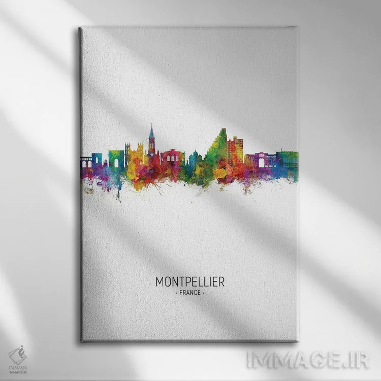 تابلو دکوراتیو نمای عمودی افق مون پلیه فرانسه اثر مایکل تامپست - نمای روبهرو روی دیوار