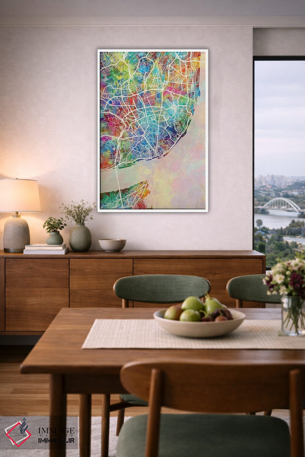 تابلو دکوراتیو نقشه لیسبون پرتغال اثر مایکل تامپست - D6W
