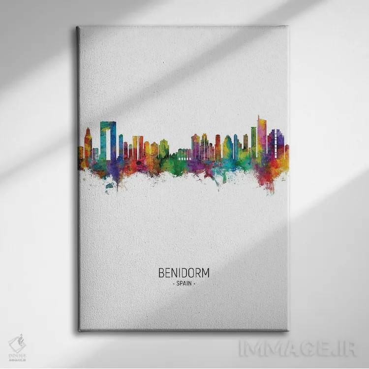 تابلو دکوراتیو نمای عمودی افق بنیدورم اسپانیا اثر مایکل تامپست - نمای روبهرو روی دیوار