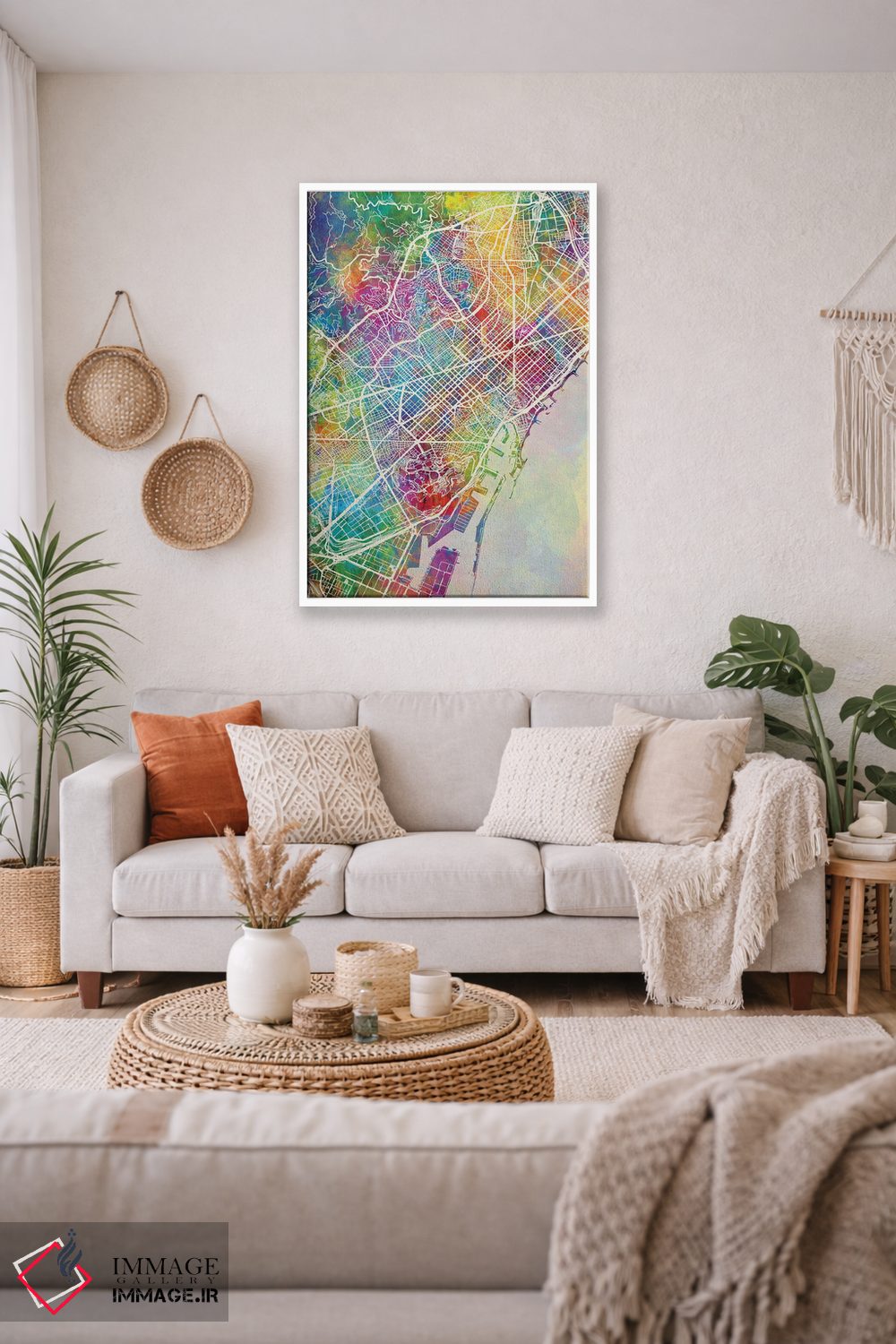 تابلو دکوراتیو نقشه بارسلونا اسپانیا اثر مایکل تامپست - D2W