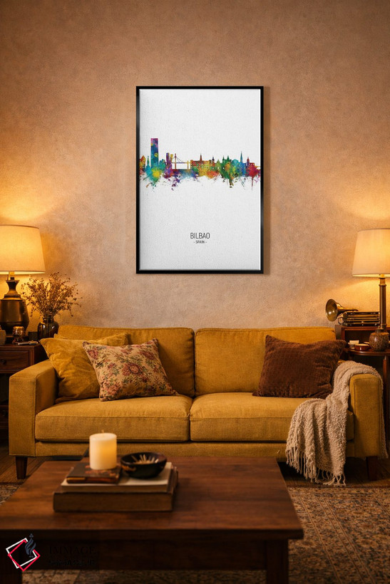 تابلو دکوراتیو نمای عمودی افق بیلبائو اسپانیا اثر مایکل تامپست - D3B