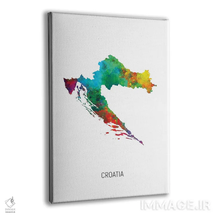 تابلو دکوراتیو نقشه کرواسی اثر مایکل تامپست - نمای پرسپکتیو محصول