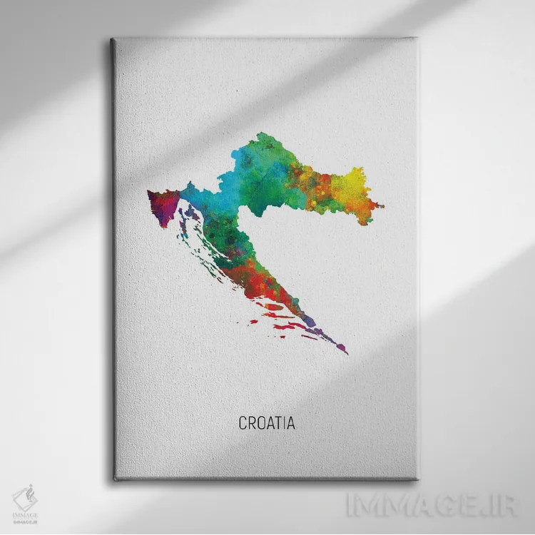 تابلو دکوراتیو نقشه کرواسی اثر مایکل تامپست - نمای روبهرو روی دیوار