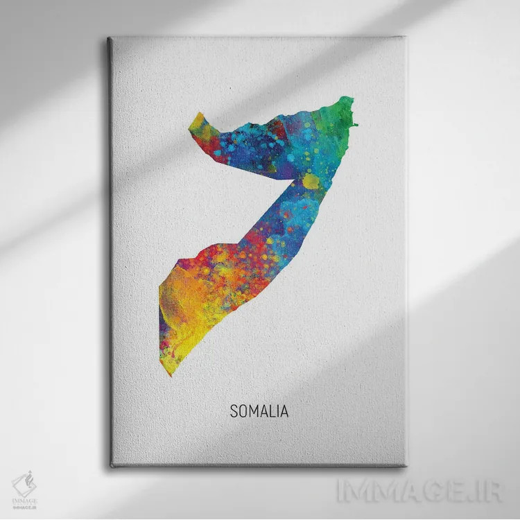 تابلو دکوراتیو نقشه سومالی اثر مایکل تامپست - نمای روبهرو روی دیوار