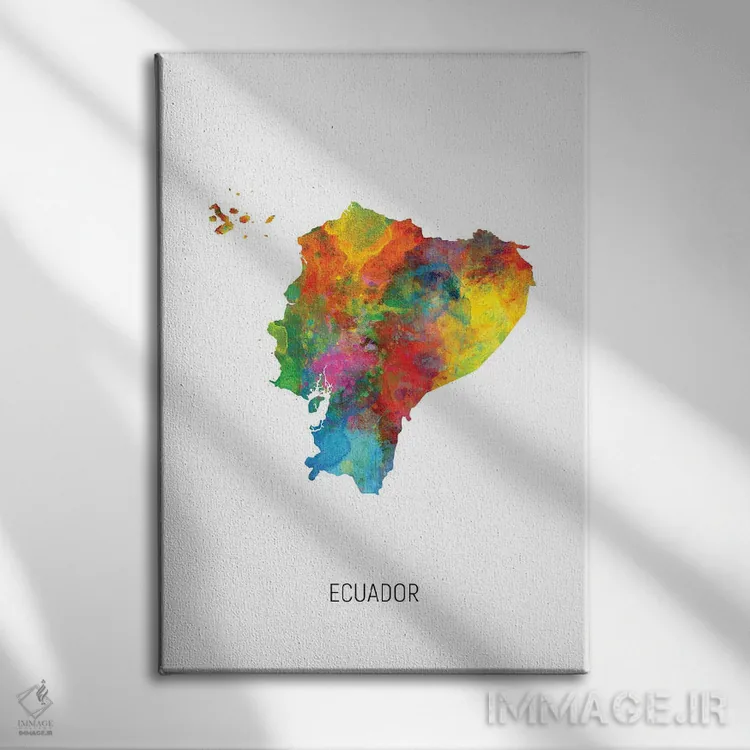 تابلو دکوراتیو نقشه اکوادور اثر مایکل تامپست - نمای روبهرو روی دیوار