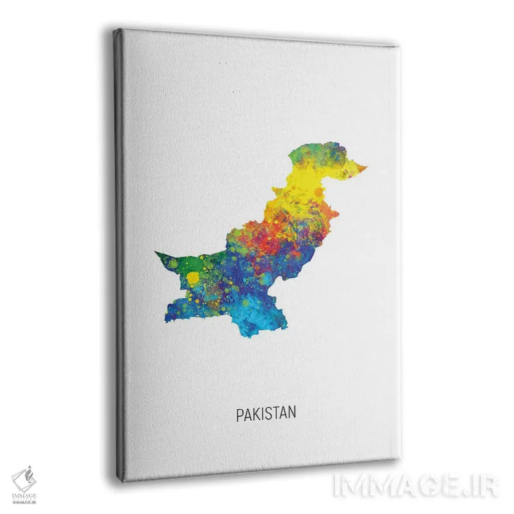 تابلو دکوراتیو نقشه پاکستان اثر مایکل تامپست - نمای پرسپکتیو محصول