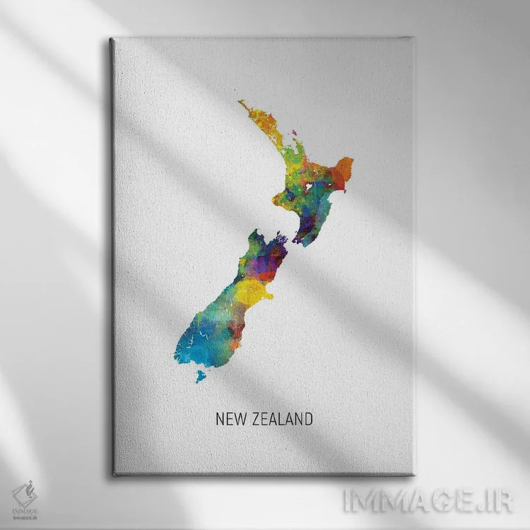 تابلو دکوراتیو نقشه زلاندنو اثر مایکل تامپست - نمای روبهرو روی دیوار