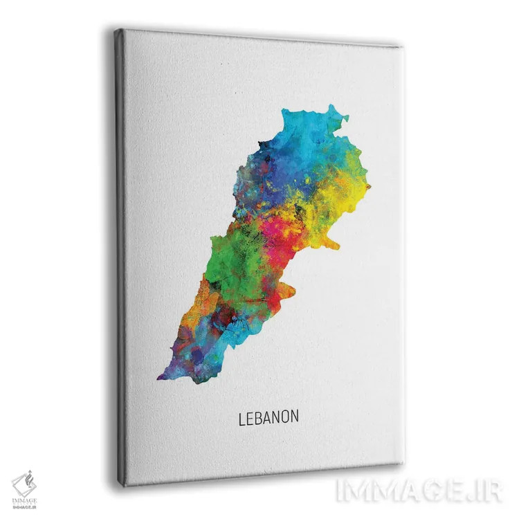 تابلو دکوراتیو نقشه لبنان اثر مایکل تامپست - نمای پرسپکتیو محصول