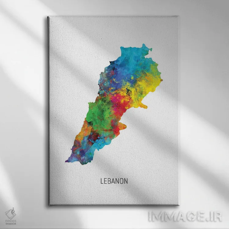 تابلو دکوراتیو نقشه لبنان اثر مایکل تامپست - نمای روبهرو روی دیوار