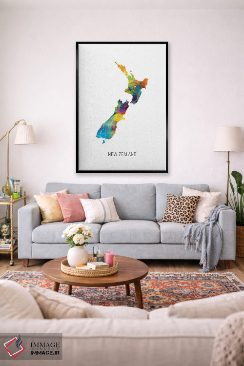 تابلو دکوراتیو نقشه زلاندنو اثر مایکل تامپست - D2B