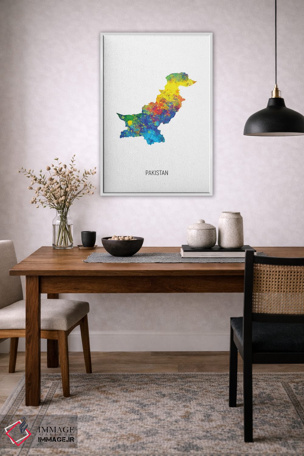تابلو دکوراتیو نقشه پاکستان اثر مایکل تامپست - D3W