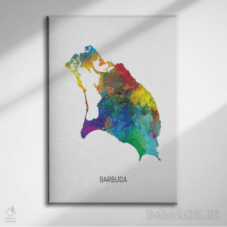 تابلو دکوراتیو نقشه باربودا اثر مایکل تامپست - نمای روبهرو روی دیوار