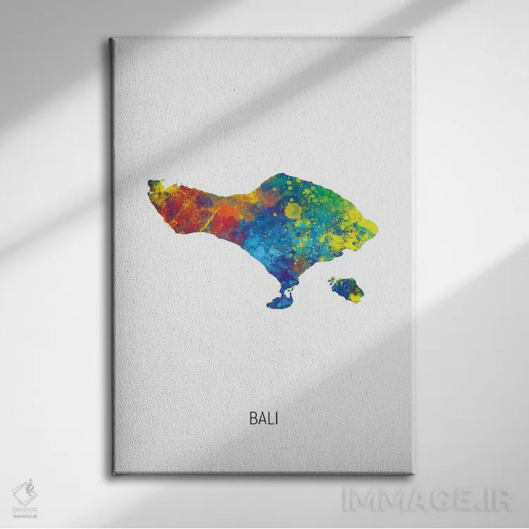 تابلو دکوراتیو نقشه بالی اثر مایکل تامپست - نمای روبهرو روی دیوار