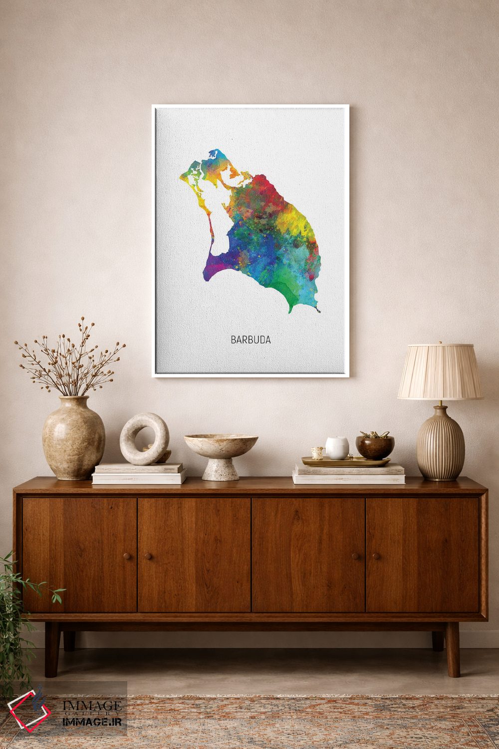 تابلو دکوراتیو نقشه باربودا اثر مایکل تامپست - D1W