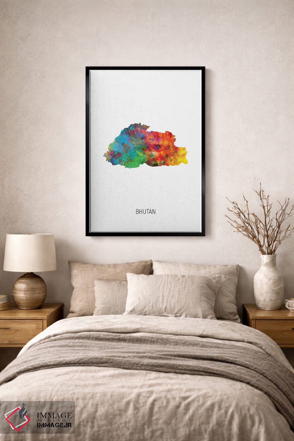 تابلو دکوراتیو نقشه بوتان اثر مایکل تامپست - D1B