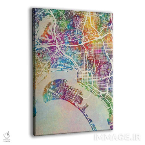 تابلو دکوراتیو نقشه سن دیه گو اثر مایکل تامپست - نمای پرسپکتیو محصول