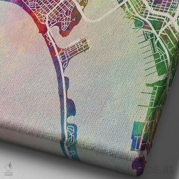 تابلو دکوراتیو نقشه سن دیه گو اثر مایکل تامپست - نمای نزدیک بافت بوم