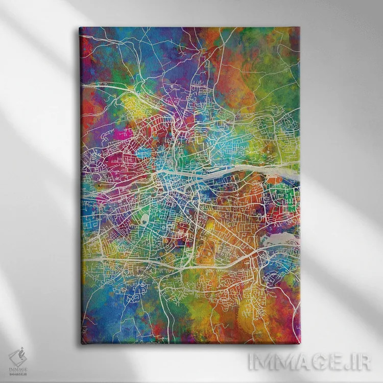 تابلو دکوراتیو نقشه کورک ایرلند اثر مایکل تامپست - نمای روبهرو روی دیوار