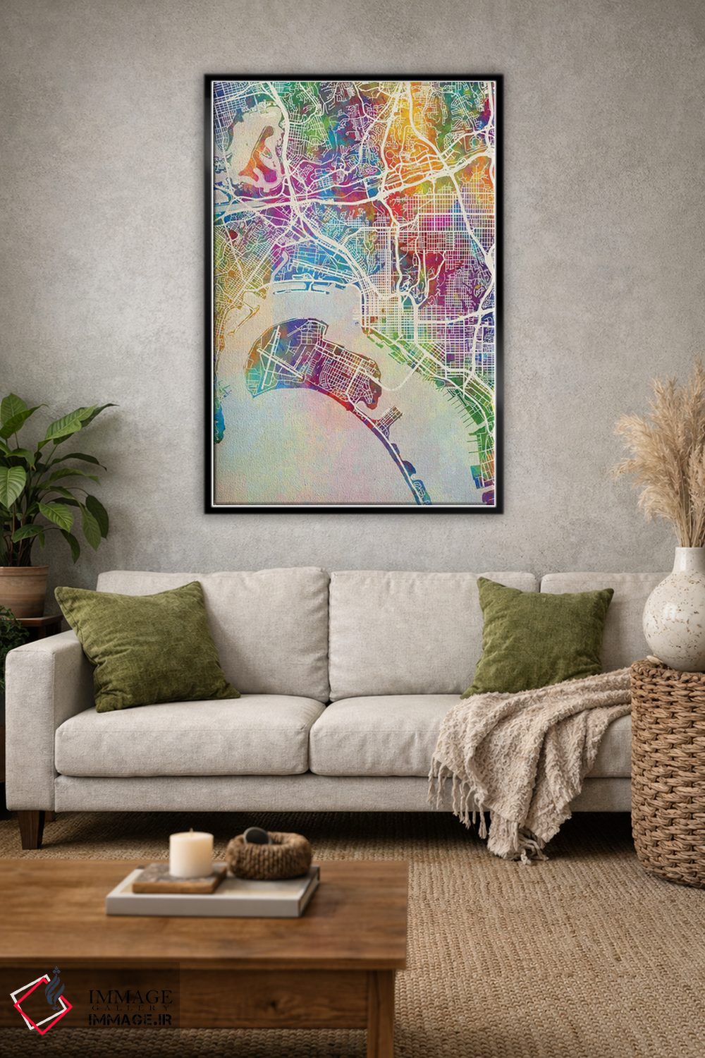 تابلو دکوراتیو نقشه سن دیه گو اثر مایکل تامپست - D1B