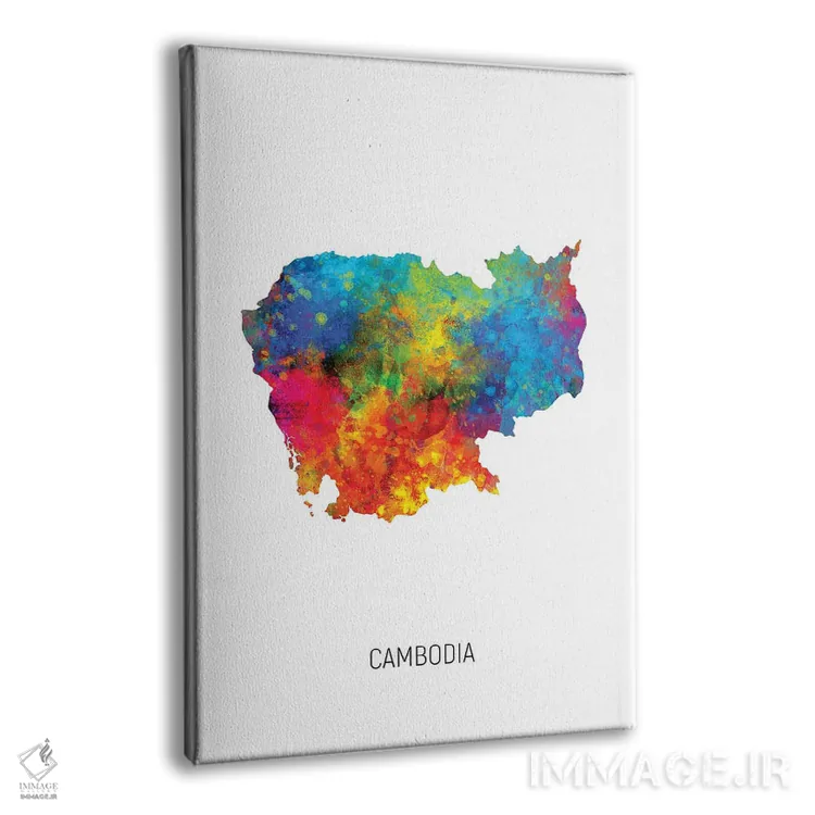 تابلو دکوراتیو نقشه کامبوج اثر مایکل تامپست - نمای پرسپکتیو محصول