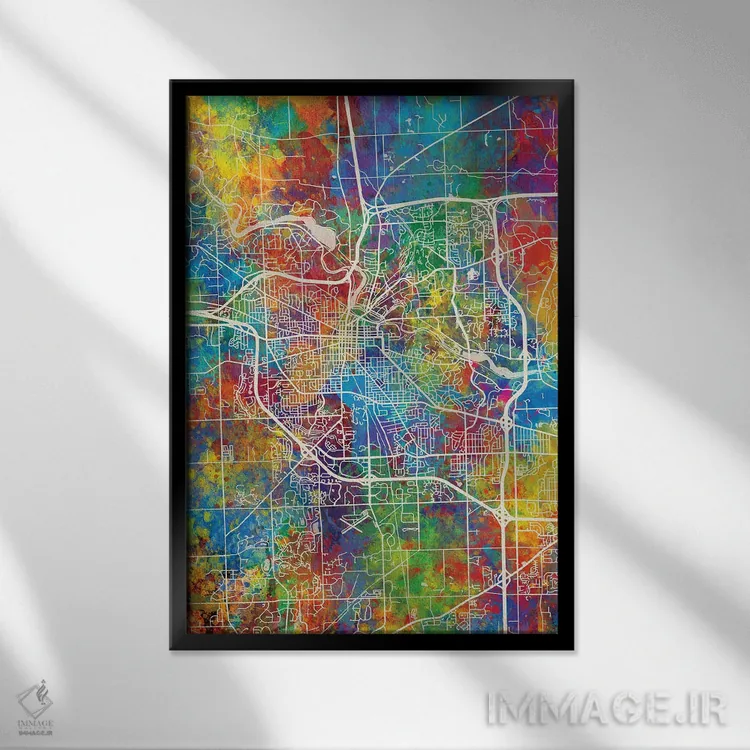 تابلو دکوراتیو نقشه ان آربر اثر مایکل تامپست - نمای قابدار مشکی