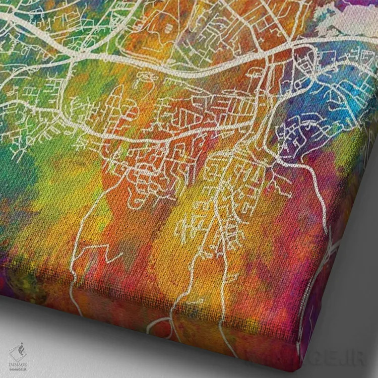 تابلو دکوراتیو نقشه کورک ایرلند اثر مایکل تامپست - نمای نزدیک بافت بوم