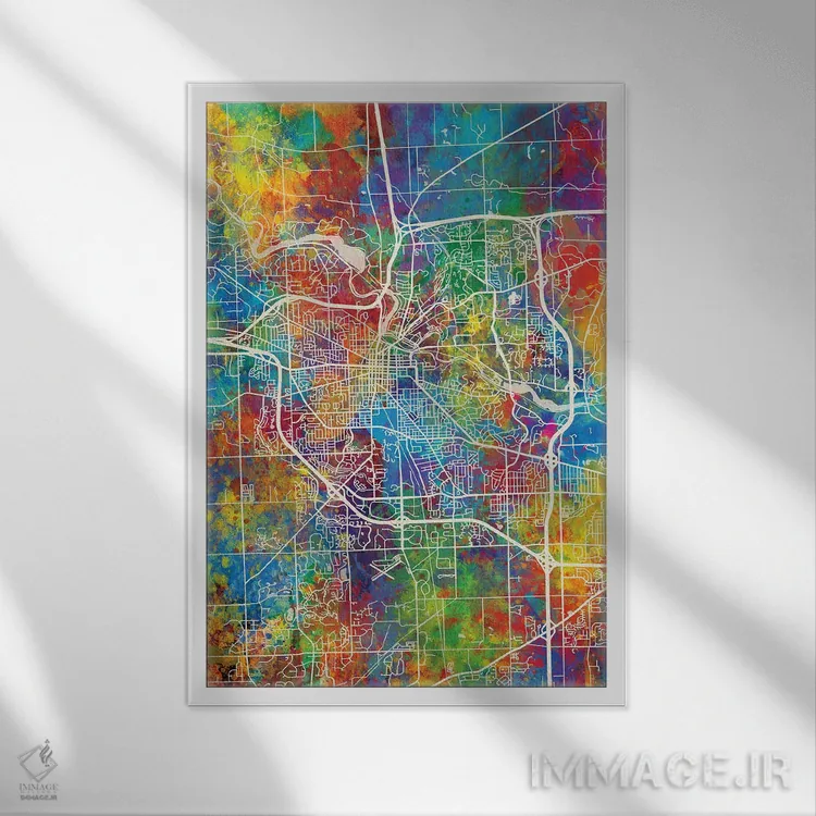 تابلو دکوراتیو نقشه ان آربر اثر مایکل تامپست - نمای قابدار سفید