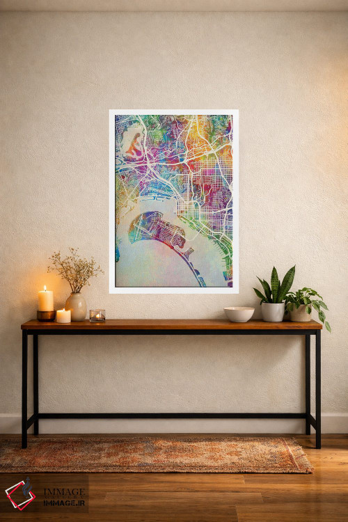 تابلو دکوراتیو نقشه سن دیه گو اثر مایکل تامپست - D4W