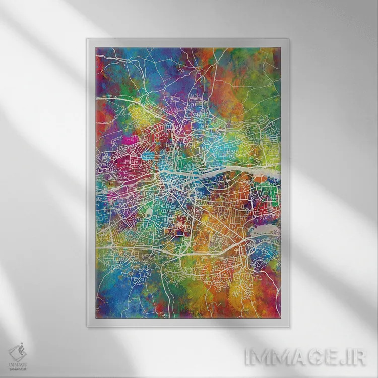 تابلو دکوراتیو نقشه کورک ایرلند اثر مایکل تامپست - نمای قابدار سفید