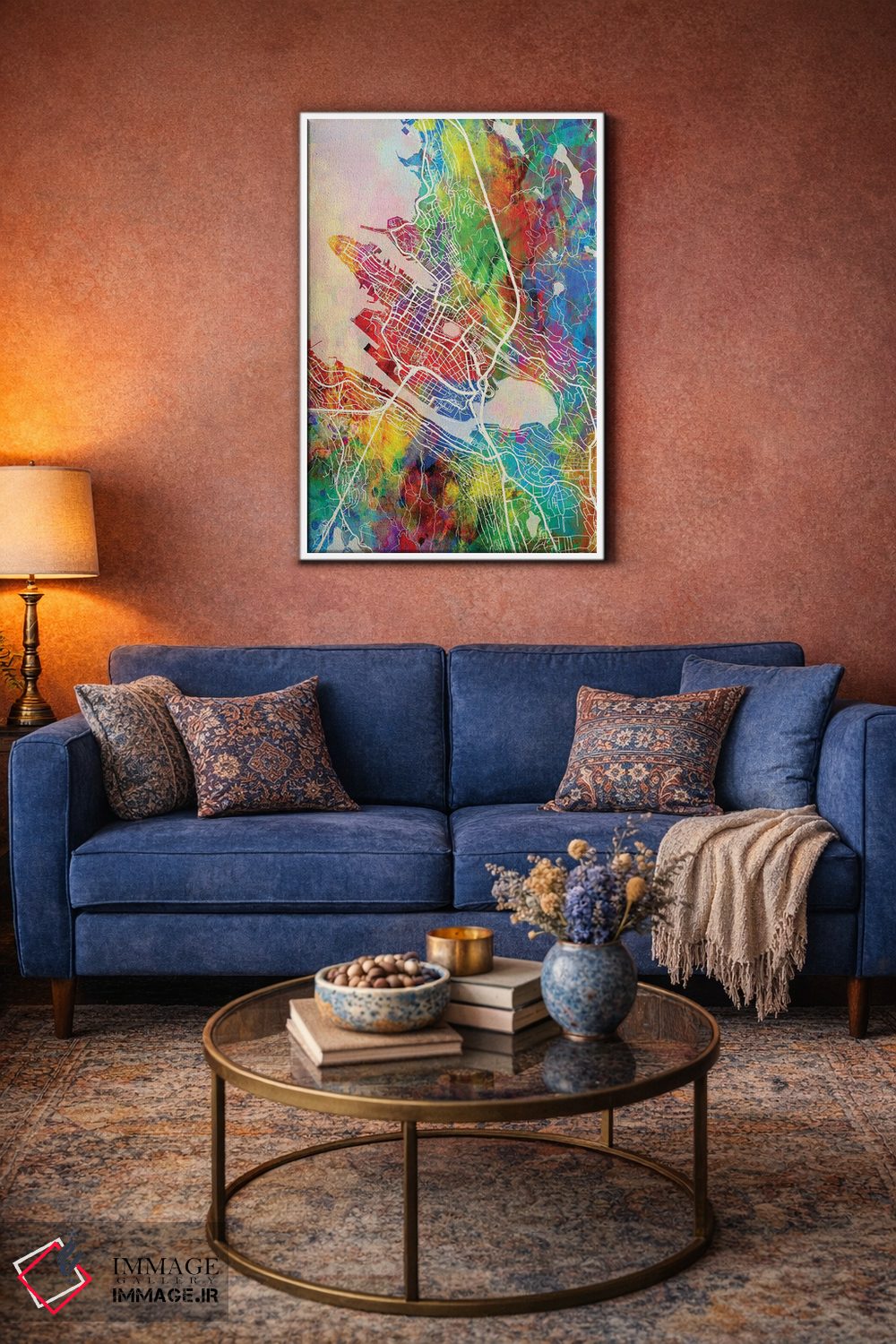 تابلو دکوراتیو نقشه برگن نروژ اثر مایکل تامپست - D2W