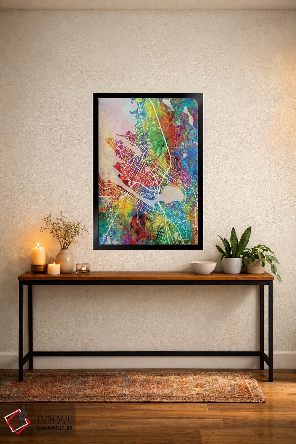 تابلو دکوراتیو نقشه برگن نروژ اثر مایکل تامپست - D4B