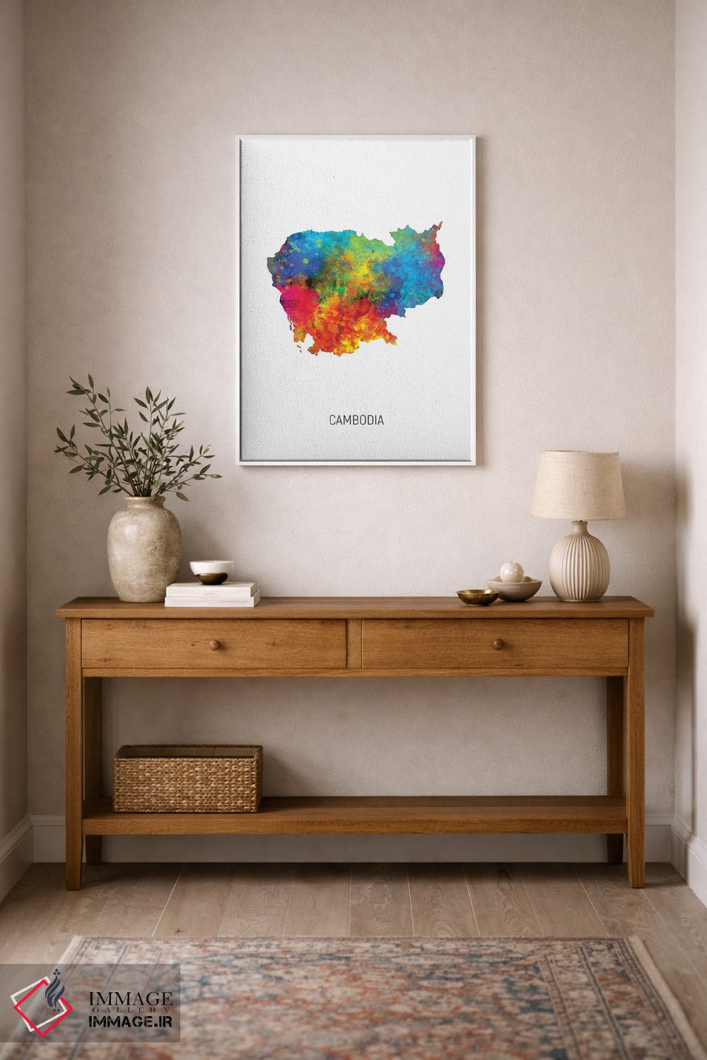 تابلو دکوراتیو نقشه کامبوج اثر مایکل تامپست - D1W