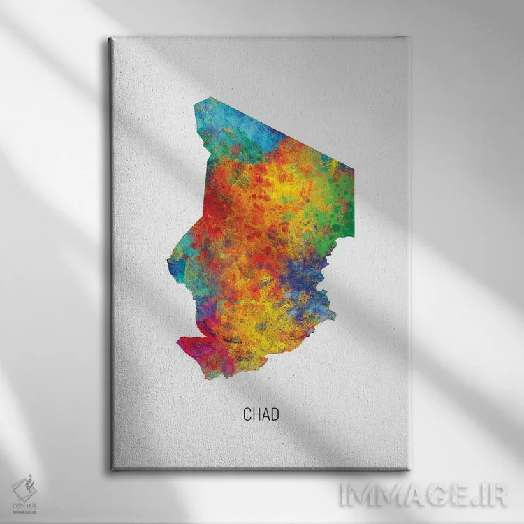 تابلو دکوراتیو نقشه چاد اثر مایکل تامپست - نمای روبهرو روی دیوار