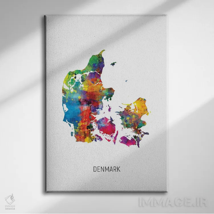 تابلو دکوراتیو نقشه دانمارک اثر مایکل تامپست - نمای روبهرو روی دیوار
