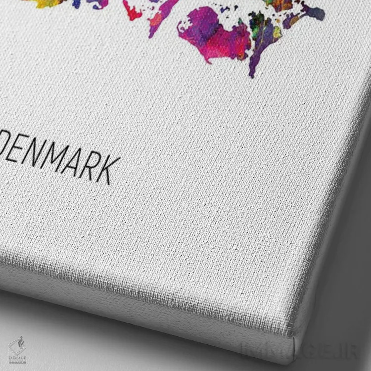 تابلو دکوراتیو نقشه دانمارک اثر مایکل تامپست - نمای نزدیک بافت بوم