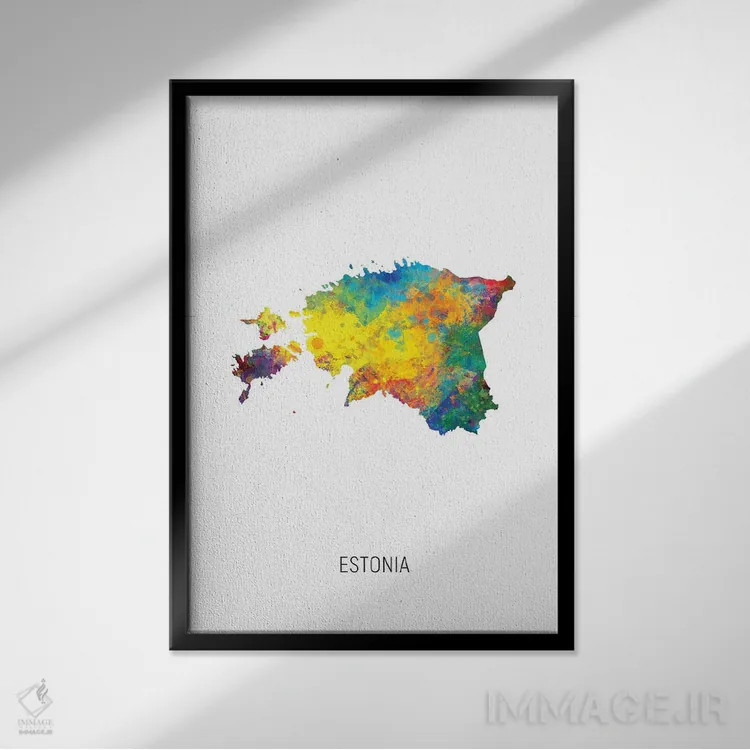 تابلو دکوراتیو نقشه استونی اثر مایکل تامپست - نمای قابدار مشکی