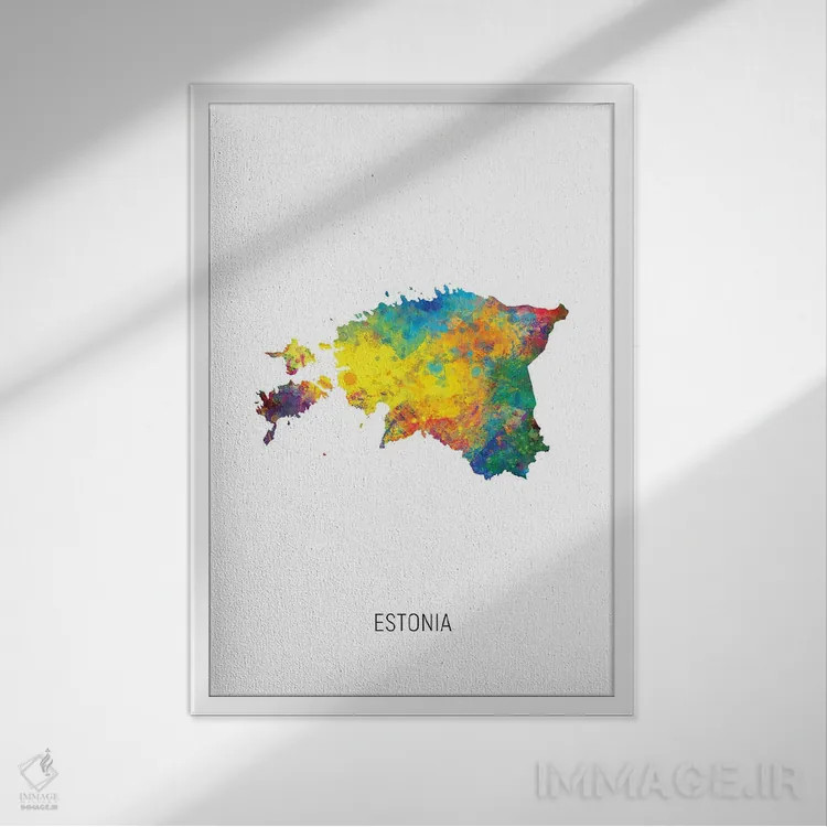 تابلو دکوراتیو نقشه استونی اثر مایکل تامپست - نمای قابدار سفید