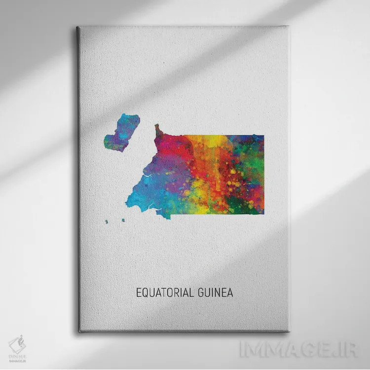 تابلو دکوراتیو نقشه گینه استوایی اثر مایکل تامپست - نمای روبهرو روی دیوار