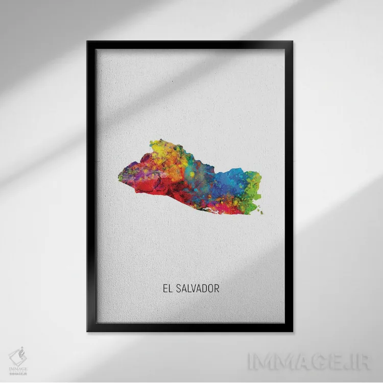 تابلو دکوراتیو نقشه السالوادور اثر مایکل تامپست - نمای قابدار مشکی