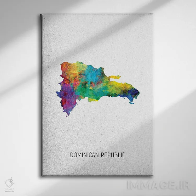 تابلو دکوراتیو نقشه جمهوری دومینیکن اثر مایکل تامپست - نمای روبهرو روی دیوار