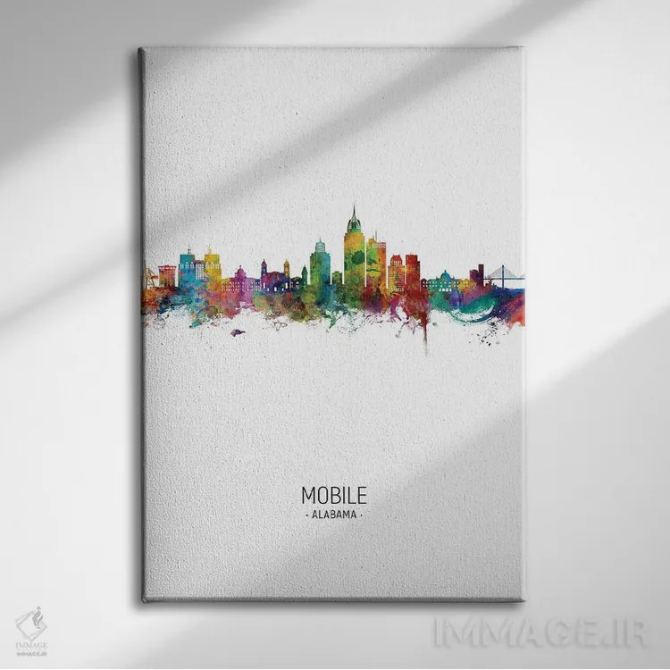 تابلو دکوراتیو نمای عمودی خط افق موبیل، آلاباما اثر مایکل تامپست - نمای روبهرو روی دیوار