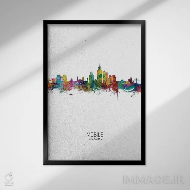 تابلو دکوراتیو نمای عمودی خط افق موبیل، آلاباما اثر مایکل تامپست - نمای قابدار مشکی