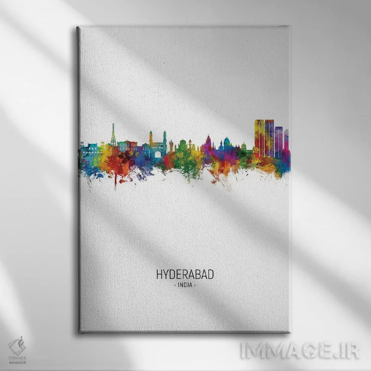 تابلو دکوراتیو نمای عمودی خط افق حیدرآباد، هند اثر مایکل تامپست - نمای روبهرو روی دیوار