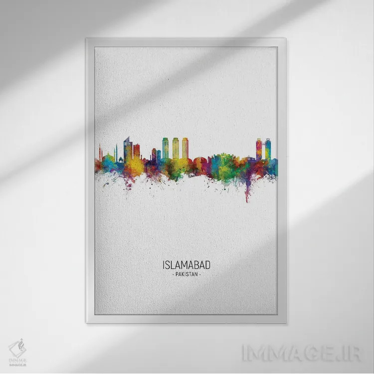 تابلو دکوراتیو نمای عمودی خط افق اسلام آباد، پاکستان اثر مایکل تامپست - نمای قابدار سفید