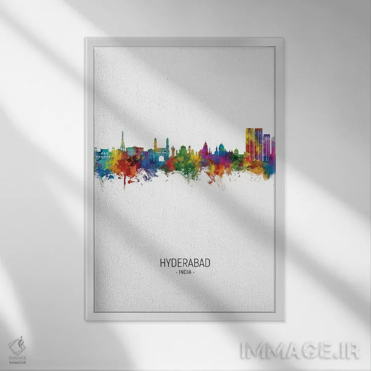 تابلو دکوراتیو نمای عمودی خط افق حیدرآباد، هند اثر مایکل تامپست - نمای قابدار سفید