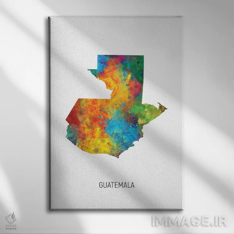 تابلو دکوراتیو نقشه گواتمالا اثر مایکل تامپست - نمای روبهرو روی دیوار