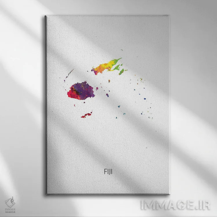 تابلو دکوراتیو نقشه فیجی اثر مایکل تامپست - نمای روبهرو روی دیوار