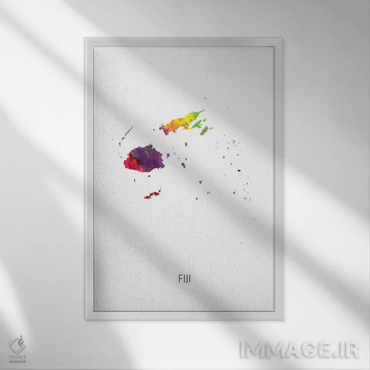 تابلو دکوراتیو نقشه فیجی اثر مایکل تامپست - نمای قابدار سفید
